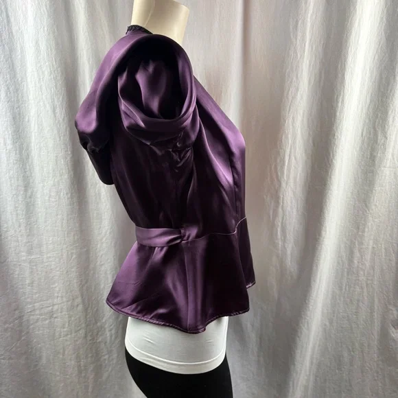 Sandra Angelozzi Elegant Silk Wrap Blouse in Rich Purple 42 - Picture 5 of 10
